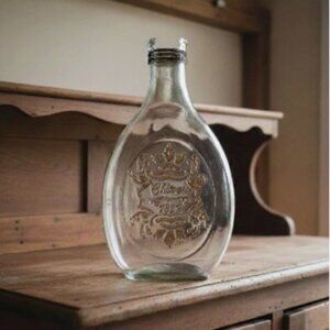 Antique Chiaretto 1823 Large Glass Decanter Bottle 18" Embossed Crest No Lid